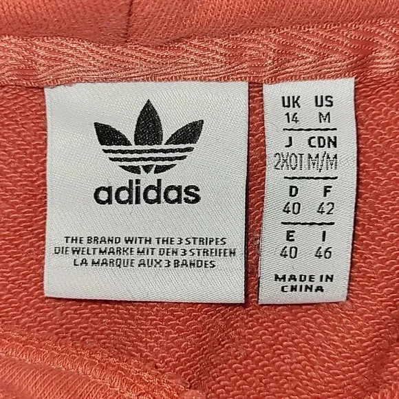 Women's medium Adidas croptop hoodie coral/salmon pink cozy yoga vibes LOT B12 - Picture 6 of 6